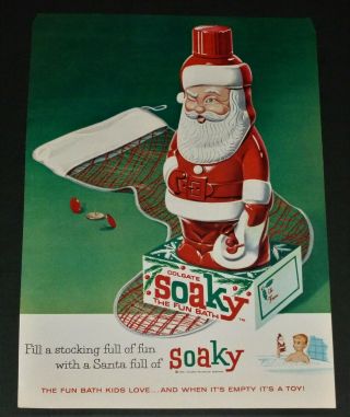 Vtg 1962 Santa Christmas Soaky Bottle Colgate Print Ad