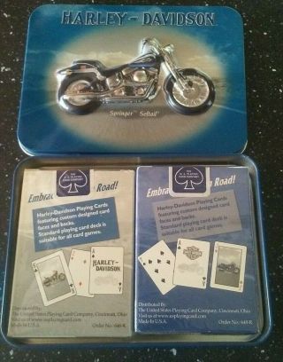 Harley Davidson 2 Decks Playing Cards (Springer Heritage Softail) in Tin, 2