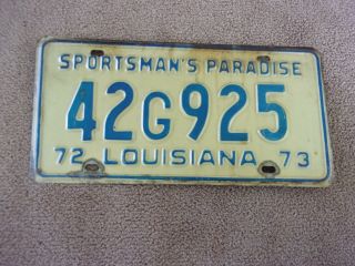 1972 Louisiana 1973 License Plate 42g925