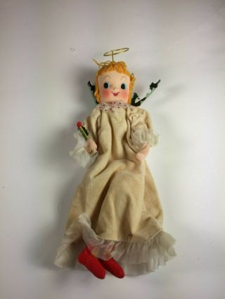 Vtg Japan Christmas Angel Elf Doll Cloth Wire Bendy Doll Felt Knee Hugger