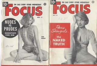 2 Vintage 1953 Focus Pocket Magazines Salvador Dali,  Sports,  Politics,  Pulp