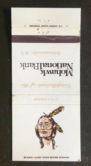 Matchbook Native American Indian Mohawk National Bank Schenectady Ny Rare