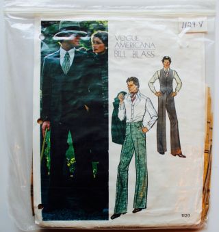 Vtg Vogue Americana 1129 Mens Bill Blass Suit Jacket Pants Vest Sz 38