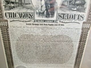 1893 Cleveland Cincinnati Chicago & St Louis RR $1000 Gold Bond Certificate 4