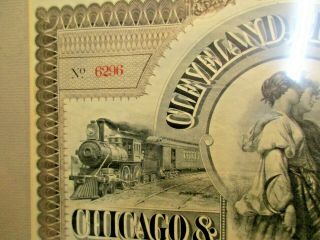 1893 Cleveland Cincinnati Chicago & St Louis RR $1000 Gold Bond Certificate 7