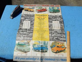 1952 Chevrolet Trucks Advertising Poster Or Brochure Rodman Chevrolet Fresno Ca