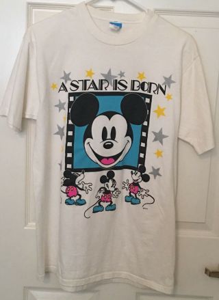 Vintage 80s Disney Character Fashions Mickey Mouse " A Star Is Born " Shirt