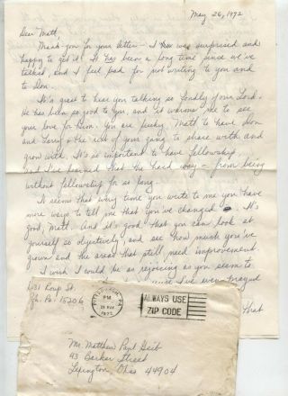 1972 Pittsburgh Pennsylvania Fuchs Family Love Letter Guimaraes South America