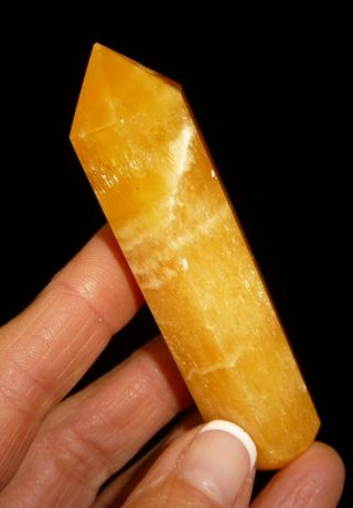 Dino: Natural Orange Calcite Crystal Polished Point,  Mexico - 54 Grams