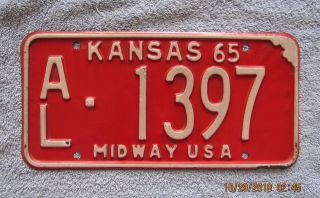1965 Allen County Kansas License Plate Al - 1397 Passengercar Man Cave Chevy Ford