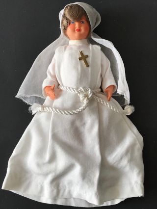 Vintage Catholic Nun Plastic Doll White Habit