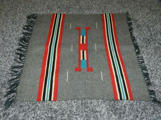 Antique Native American Indian Tightly Stitched Rug 19 1/2 " Square Grays Reds