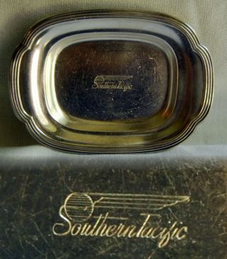 Railroad Silverplate Southern Pacific Dining Car Service Butter Pat Top Logo
