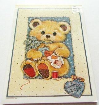Vintage Stationery Writing Tablet Tattered Teddys Bear Sewing Patchwork