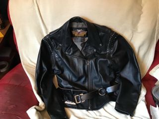 Harley Davidson Women’s Black Leather Jacket W/belt Size Xl