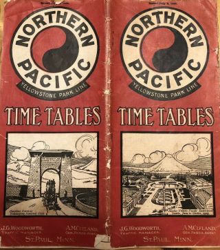 Northern Pacific Yellowstone Park Line Time Tables June 5 1909