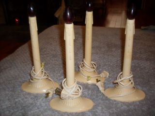 Vintage Set Of 4 Electric Plastic Christmas Window Candle Lights