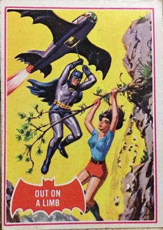 Vintage 1966 Batman Trading Card 13a Red - Bat (topps) Out On A Limb