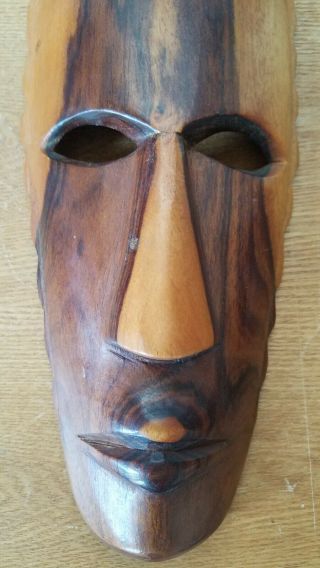 Hand - Carved in Fiji Wooden 12 1/2 - Inch Mask 2