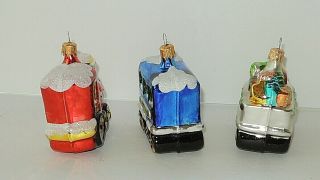 Vintage Glass TRAIN Car Ornaments Bradford Christmas Trimmeries w/box 5