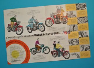 1959 Harley Motorcycle Brochure Sportster Xlh Xlch Duo Glide Flh Fl
