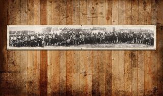 Buffalo Bill & American Indians Vintage Style Panoramic Photo Banner 72 " X12 "