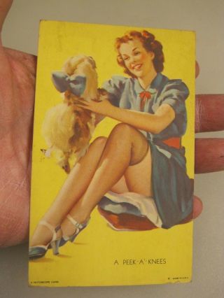 1940s " Peek A Knees " Mutoscope Risqué Pinup Arcade Card B9891