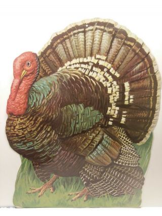 Vintage Die Cut Thanksgiving Turkey Decoration 18 " X 13 "