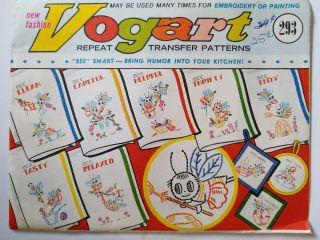 Sewing Transfers Pattern Vogart 293 Uncut Vtg Embroidery Painting Bee Smart