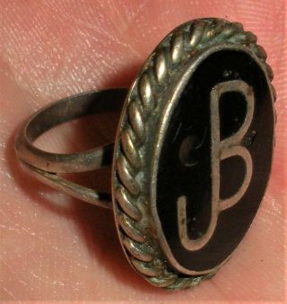 Vintage C.  1940 Navajo Coin Silver Ring Initials: " Jb " Perhaps A Brand Mark? Vafo