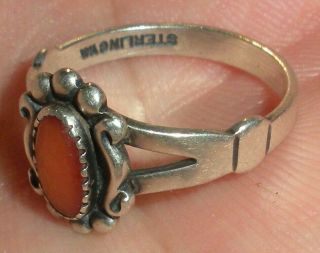 Antique C.  1950 Navajo Sterling Silver Pink Stone Ring Vafo
