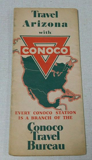 1936 Conoco Oil Company Gas Station Map Of Arizona