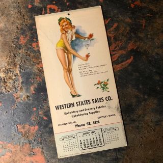 Vtg Earl Moran Pin Up Girl Mistress Mary Quite Contrary August 47 Calendar Page