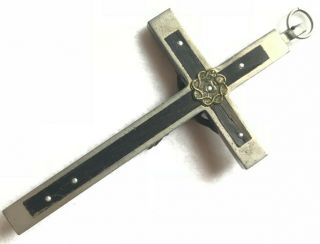 Vintage Antique Pectoral Crucifix,  Cross,  Brass & Mahogany 2