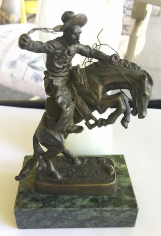 Signed Remington Bronco Buster Bronze Sculpture Frederic 5 " Cowboy Horse