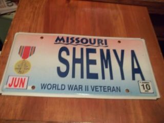 Missouri " World War Ii Veteran " License Plate