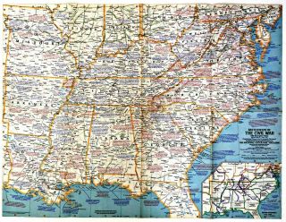 ⫸ 1961 - 4 Vintage Map Battlefields Of The Civil War – National Geographic Maps