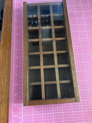 Thimble Wood Dispkay Case 12” X 5” With Plexi Glass Cover Wall Or Shelf Display