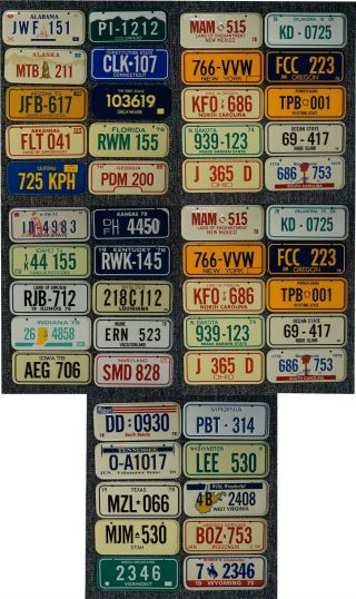 1978 Post Cereal Miniature / Bicycle License Plate Set - 50 States