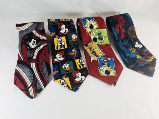 Disney Of 4 Ties Mickey Unlimited Mouse Goofy Donald Duck Tie