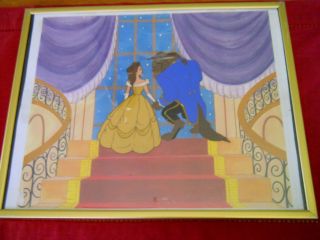 Belle/beast - Hand Painted Color Cel Framed From Beauty And The Beast 14 " X 11 "