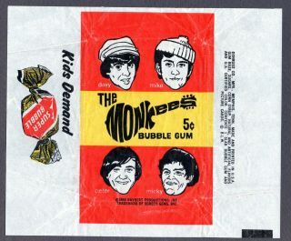 Monkees Red Vintage 1966 Donruss Trading Bubble Gum Card Wrapper