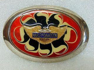 Vintage Harley Davidson Motorcycles Belt Buckle Bar Shield Wings Unusual $9.  95