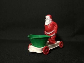 Vintage Irwin Plastic Candy Container Santa On Cart With Basket