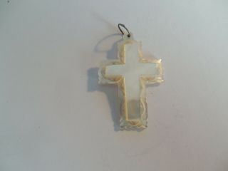 Carved Mother Of Pearl Cross Pendant 1 3/4 "