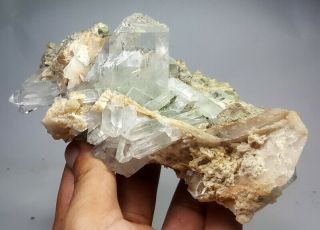 516 Grams Lovely Clear Quartz With Calcite Specimen From Baluchistan Pakistan