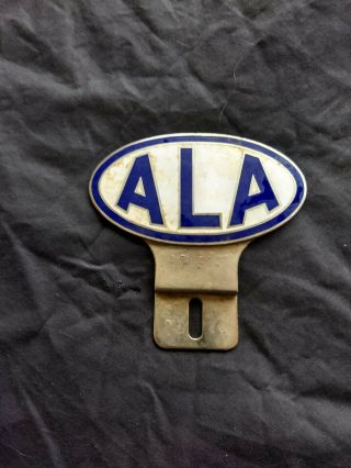 Vintage Porcelain Automobile License Plate Topper Ala Emblem