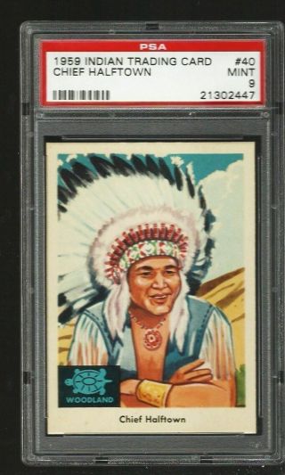 1959 Fleer Indian Trading Card 40 Chief Halftown Psa 9