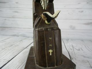 Vintage Hand Carved Wooden Monk 7.  5 Bible Praying Figurine Religious Holy Statue 3