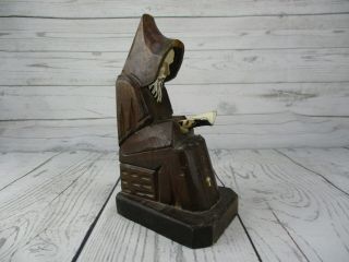 Vintage Hand Carved Wooden Monk 7.  5 Bible Praying Figurine Religious Holy Statue 4
